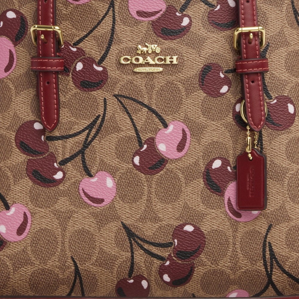 Mollie Tote Bag 25 In Signature Canvas With Cherry Print